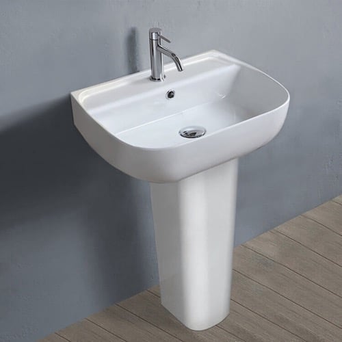 Rectangular White Ceramic Pedestal Sink CeraStyle 078500U-PED